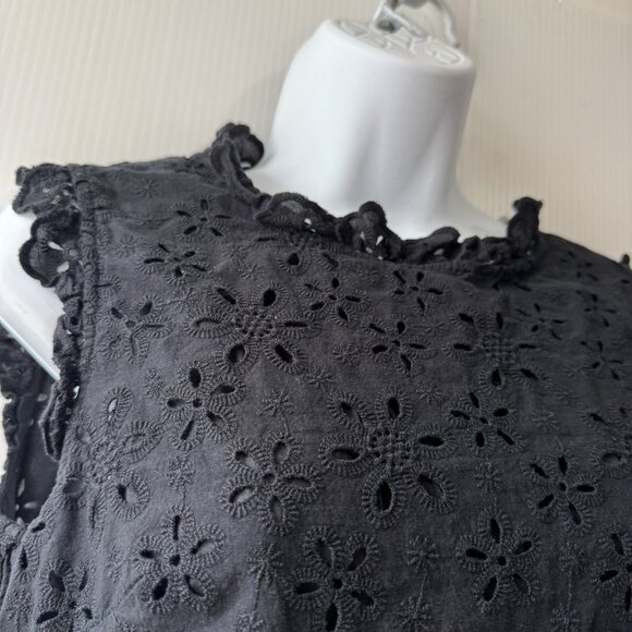 Kate Spade Black Daisy Eyelet Shift Dress Sleeveless Short Sz 8 Women’s - Picture 7 of 16